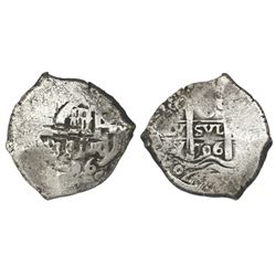 Potosi, Bolivia, cob 8 reales, 1706Y.