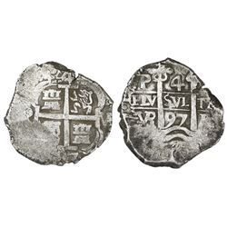 Potosi, Bolivia, cob 4 reales, 1697VR.