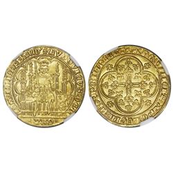 Flanders, Belgium, gold chaise d'or, Louis II de Male (1346-84), NGC MS 64.