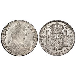 Potosi, Bolivia, bust 8 reales, Charles III, 1780PR, NGC MS 62+, finest known in NGC census.