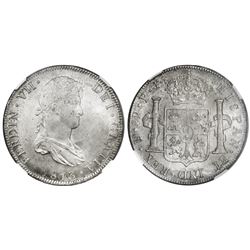 Potosi, Bolivia, bust 8 reales, Ferdinand VII, 1813PJ, NGC MS 62.