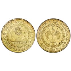 Santiago, Chile, gold 4 escudos, 1833, assayer I, PCGS XF40, finest known in both NGC and PCGS censu