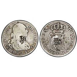 Madrid, Spain, bust 2 reales, Charles IV, 1801FA, with chopmarks as from circulation in Asia, PCGS g