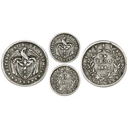 Popayan, Colombia, 1 peso, 1863, very rare one-year type, PCGS VF30, Restrepo Plate Coin (stated on