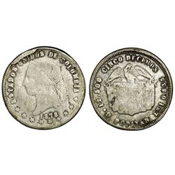 Popayan, Colombia, 5 decimos, 1878, rare, PCGS F12.