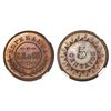 Image 1 : Oriente, Cuba, bronze 5 centavos token, no date (1868), Esperanza V.R. & Co., NGC MS 66 RB.