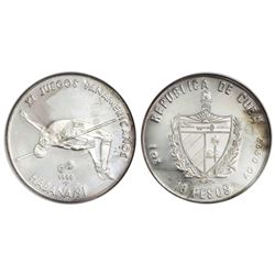 Cuba, silver proof PIEFORT 10 pesos, 1990, Eleventh Pan American Games (Havana, 1991) - High Jump, N