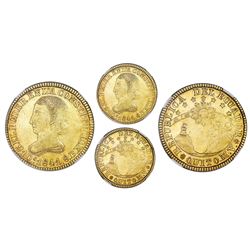 Quito, Ecuador, gold 8 escudos, 1841MV, small size, NGC XF 45.