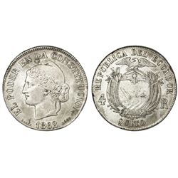 Quito, Ecuador, 4 reales, 1862, Barre bust, NGC VF 35.