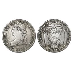 Quito, Ecuador, 2 reales, 1849GJ, NGC F 12.