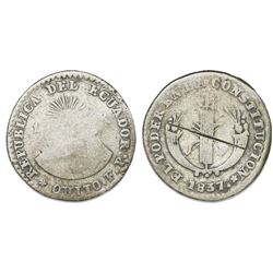 Quito, Ecuador, 1 real, 1837FP, transposed legends, rare, NGC Good details / rev scratched.