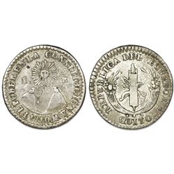 Quito, Ecuador, 1 real, 1840MV, NGC VF 25.