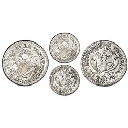 Quito, Ecuador, 1/2 real, 1833GJ, denomination oM-R (medio real), NGC VF 25.