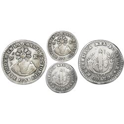 Quito, Ecuador, 1/2 real, 1838ST, NGC VF details / cleaned.