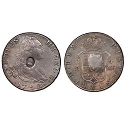 Great Britain (Bank of England), 1/2 dollar, oval George III countermark (1797-99) on a Madrid, Spai