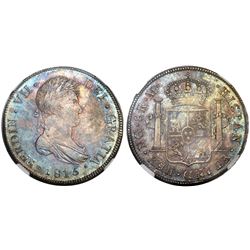 Guatemala, bust 8 reales, Ferdinand VII, 1815M, NGC MS 62, finest known in NGC census.
