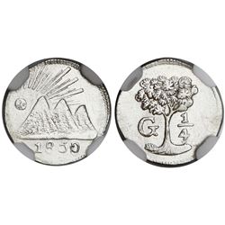 Guatemala (Central American Republic), 1/4 real, 1850, very rare, NGC AU details / cleaned, finest a