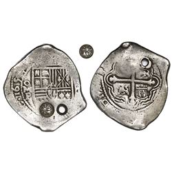 Guatemala, 8 reales, sun-over-mountains countermark (Type II, 1839) on shield side of a Mexico City,