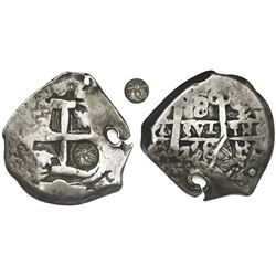 Guatemala, 8 reales, sun-over-mountains countermark (Type II, 1839) on cross side of a Potosi, Boliv