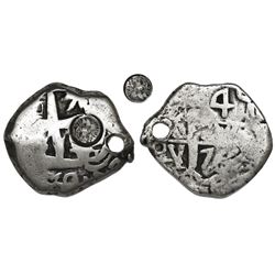 Guatemala, 4 reales, sun-over-mountains countermark (Type II, 1839) on cross side of a Potosi, Boliv