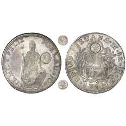 Guatemala, 8 reales, Type III double countermark (1840) on a Lima, Peru, 8 reales, 1834MM, NGC XF 40