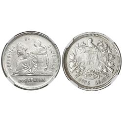 Guatemala, 2 reales, 1892, no star, NGC AU details / cleaned.
