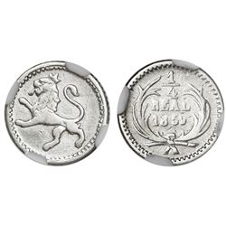 Guatemala, 1/4 real, 1859, rare, NGC VF details / cleaned.