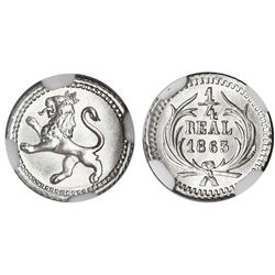 Guatemala, 1/4 real, 1863, NGC MS 66.