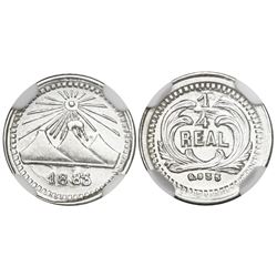 Guatemala, 1/4 real, 1883, NGC AU 58.