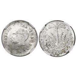 Haiti, 25 centimes, AN 14 (1817), Petion (small head), NGC MS 63, ex-Rudman.