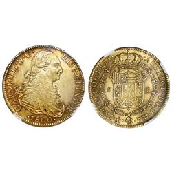 Mexico City, Mexico, gold bust 8 escudos, Charles IV, 1800FM, NGC AU 55, ex-Huntington (stated on la