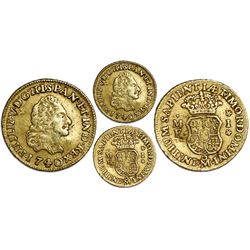Mexico City, Mexico, gold bust 1 escudo, Philip V, 1740MF, rare.