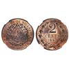 Image 1 : Nicaragua, copper pattern 2 centavos, 1887-E, NGC PF 65 RB.