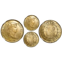 Cuzco, Peru, gold bust 8 escudos, Ferdinand VII, 1824G, rare one-year type, NGC AU 53.
