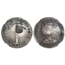 Philippines, 8 reales, Isabel II,  Y.II  countermark (Type VI, 1834-37) on a Santiago, Chile,  volca