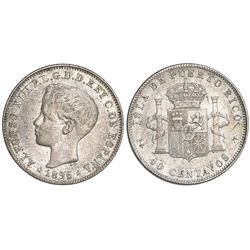 Puerto Rico (under Spain), 40 centavos, Alfonso XIII, 1896PG-V.