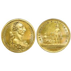 Manila, Philippines (under Spain), large gilt-bronze medal, Charles III, labor award (Aplicacion al