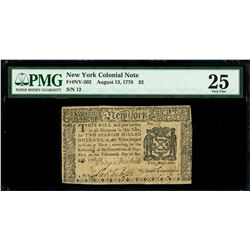 New York City, New York, $2, 13-8-1776, serial 12, very low serial number, PMG VF 25.