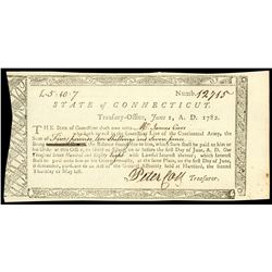 Hartford, Connecticut, Treasury Office, 5 pounds 10 shillings and 7 pence, payable to James Carr of