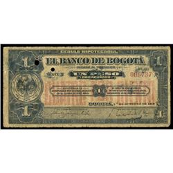 Bogota, Colombia, Banco de Bogota, 1 peso, 1-10-1919, series X, serial 006737.