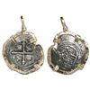 Image 1 : Mexico City, Mexico, cob 2 reales, Philip III, assayer A, ex-"Rill Cove wreck" (ca. 1618), mounted c