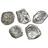 Image 2 : Lot of five Mexico City, Mexico, cob 4 reales, Charles II, assayers G and L (where visible).