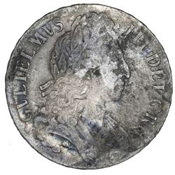 London, England, crown, William III, (1696), third bust, OCTAVO on edge.