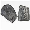 Image 1 : Lot of two Mexico City, Mexico, cob 4 reales, Philip V, assayer J and not visible, uncleaned.