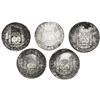 Image 2 : Lot of five Mexico City, Mexico, pillar 8 reales, Philip V: 1734MF, 1735MF, 1736MF, 1737MF and 1738M