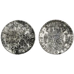 Lot of two Mexico City, Mexico, pillar 8 reales, Philip V, 1742MF.