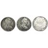 Image 1 : Lot of three Mexico City, Mexico, bust 8 reales, Charles III, as follows: 1780FF, 1782FF and 1783FF.