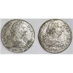Lot of two Mexico City, Mexico, bust 8 reales, Charles III, 1783FF.