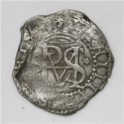 Lima, Peru, cob 1/2 real, Philip II, assayer Diego de la Torre, oD to left, * to right of monogram.