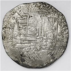 Potosi, Bolivia, cob 8 reales, Philip II, assayer A.